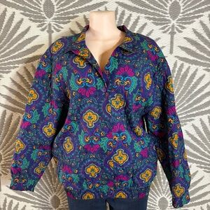 Vtg Quilted Paisley Jacket USA Boho Western Ranch 90s Coat SZ M purple